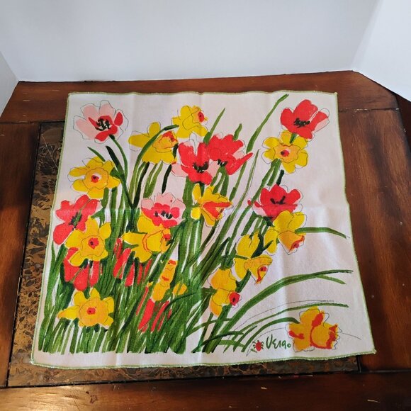 Set of 7 VERA Neumann Spring Floral Tulips Daffodils Napkins 16" x 15" Vintage - Picture 2 of 9